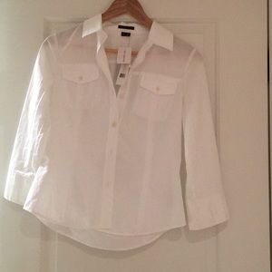 Theory white poplin utility button shirt NWT XS